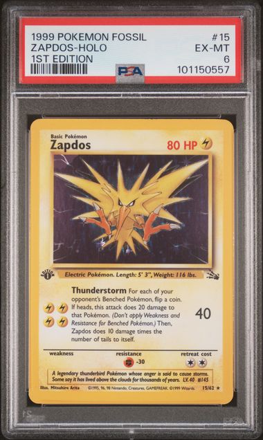 1999 POKEMON FOSSIL ZAPDOS-HOLO 1ST EDITION