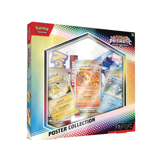 Pokémon TCG: Scarlet & Violet—Prismatic Evolutions Poster Collection (3 booster packs & 3 Foil Promo Cards)