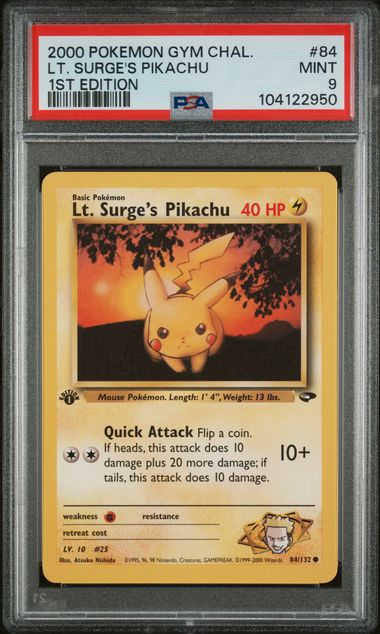 2000 POKEMON GYM CHAL. LT. SURGE'S PIKACHU 1ST EDITION
