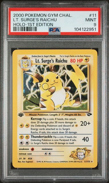 2000 POKEMON GYM CHAL. LT. SURGE'S RAICHU HOLO-1ST EDITION
