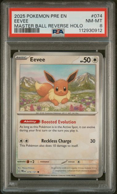 2025 POKEMON PRE EN EEVEE MASTER BALL REVERSE HOLO
