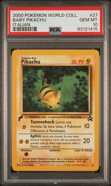 2000 POKEMON WORLD COLL. BABY PIKACHU ITALIAN