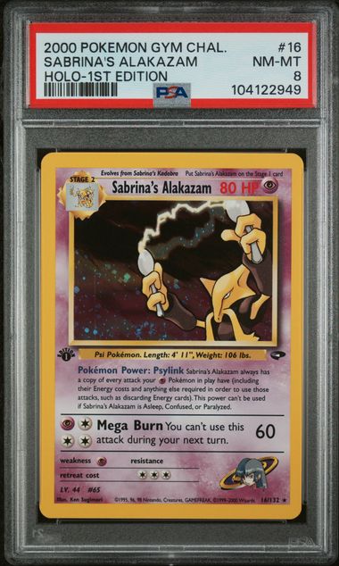 2000 POKEMON GYM CHAL. SABRINA'S ALAKAZAM HOLO-1ST EDITION